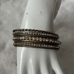 Sparkling Crystal and Gold Bracelet Set